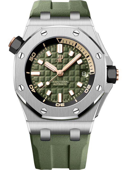 Green Rubber Strap 904L Steel - Automatic - 42mm